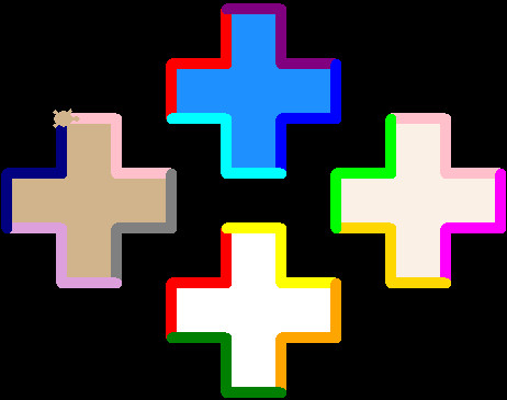 Python4个彩色十字架
